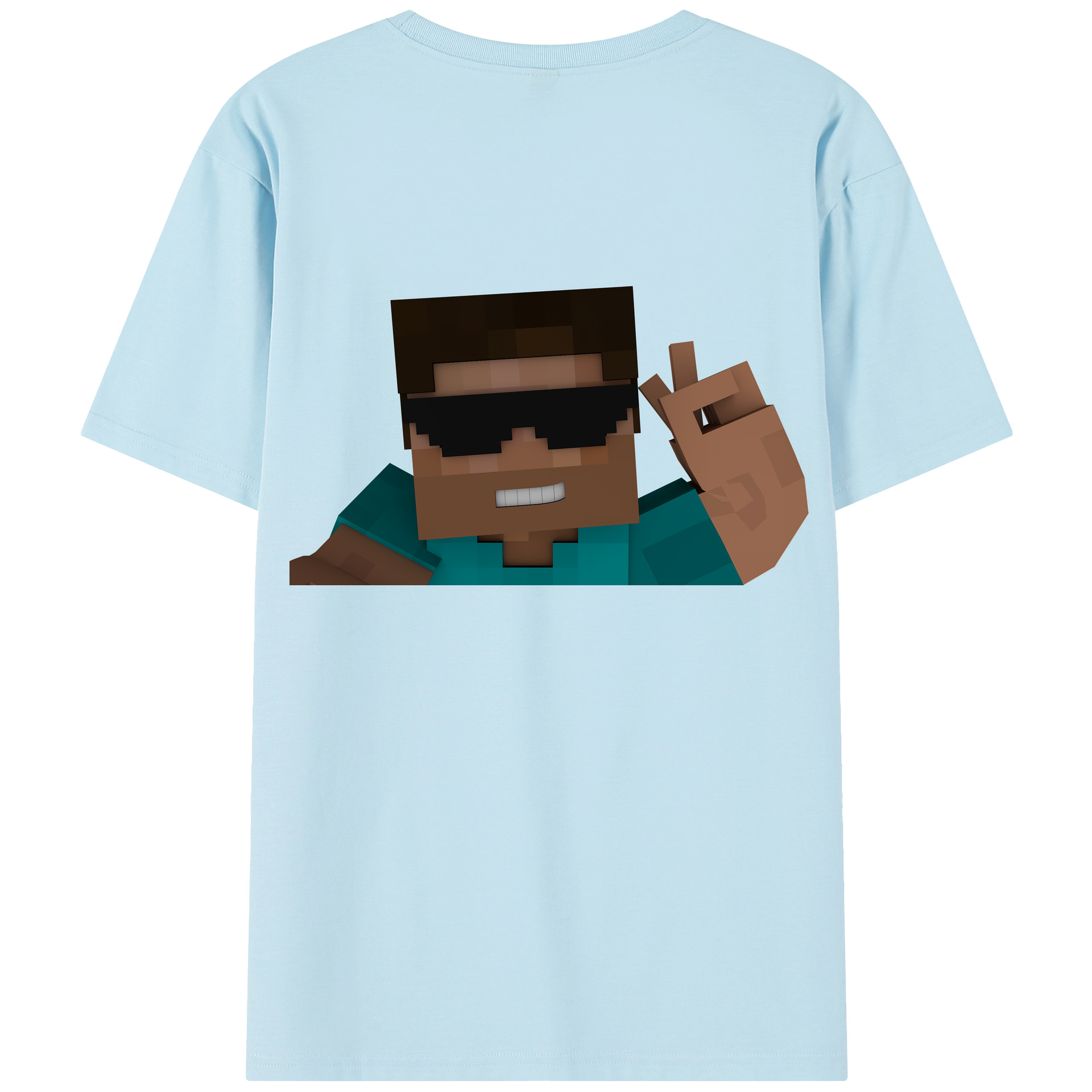（画像用） マインクラフト ブロックの世界 Minecraft MC Block world 綿100％半袖Tシャツ（背面プリント）